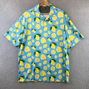 Golf Sidekick Mens Large Blue Lemon Print Polo Shirt Wodda Playa Golf